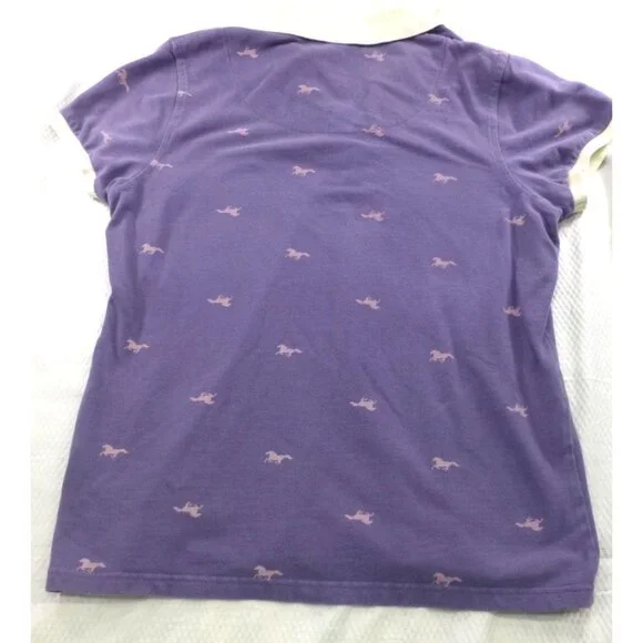 Horseware Ireland Equestrian Womens Polo Shirt L Purple Pony Print - Picture 9 of 9